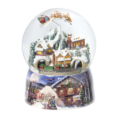 Roman 8" Musical Santa Train Dome Plays Music Christmas Tabletop Decor