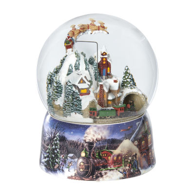 Roman 8" Musical Santa Train Dome Plays Music Christmas Tabletop Decor