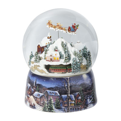 Roman 8" Musical Santa Train Dome Plays Music Christmas Tabletop Decor