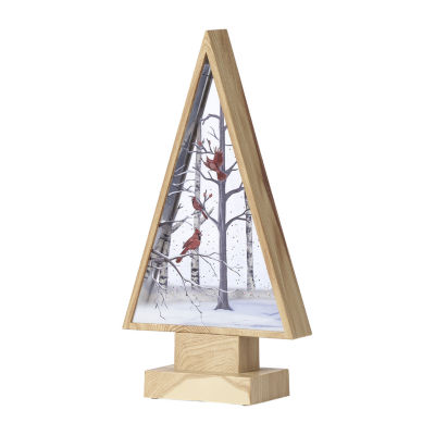 Roman "12"" Led Tree With Cardinal Wood Base" Lighted Christmas Tabletop Decor