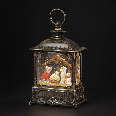 Roman 8.75" Led Canine Lantern Lighted Christmas Tabletop Decor