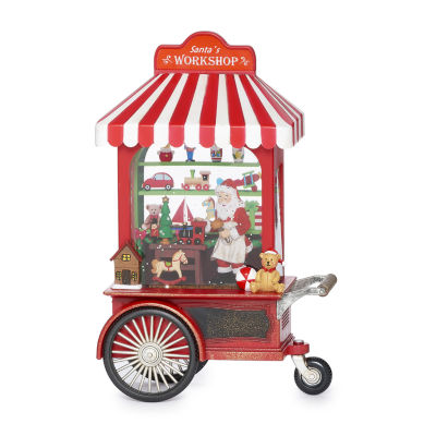 Roman 10.75" Led Toy Shop Cart With Santa Lighted Christmas Tabletop Decor