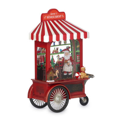 Roman 10.75" Led Toy Shop Cart With Santa Lighted Christmas Tabletop Decor