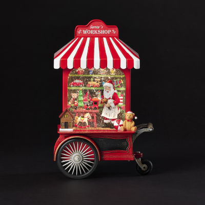 Roman 10.75" Led Toy Shop Cart With Santa Lighted Christmas Tabletop Decor