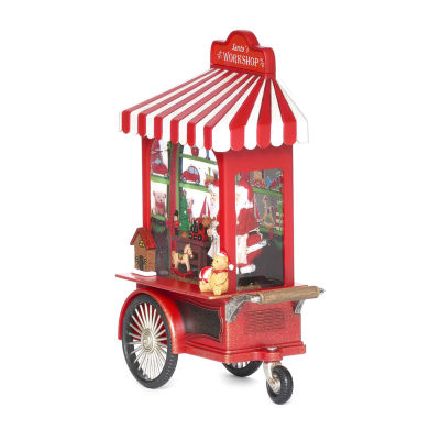 Roman 10.75" Led Toy Shop Cart With Santa Lighted Christmas Tabletop Decor