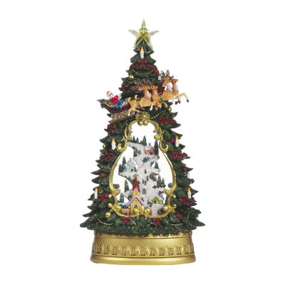 Roman "13.5"" Led Village Tree & Church" Lighted Christmas Tabletop Decor