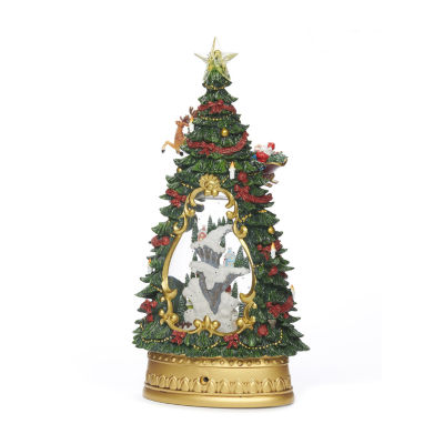 Roman "13.5"" Led Village Tree & Church" Lighted Christmas Tabletop Decor