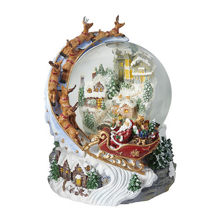 Roman 8 Led Santa Over Town Dome Lighted Christmas Tabletop Decor, One Size, White