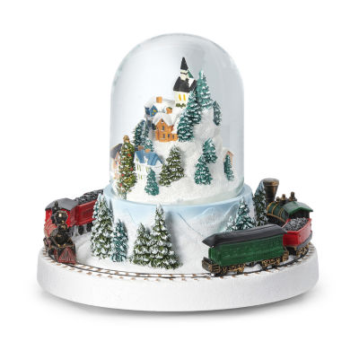 Roman 6.2" Dome Village With Train Plays Music Christmas Tabletop Decor