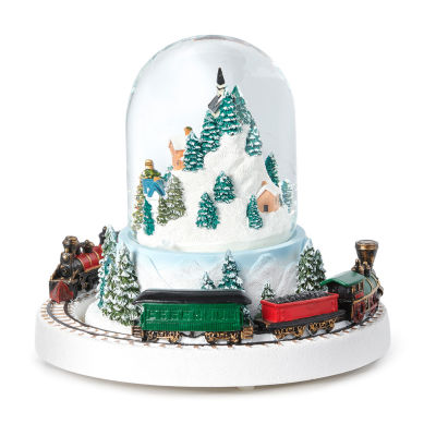 Roman 6.2" Dome Village With Train Plays Music Christmas Tabletop Decor