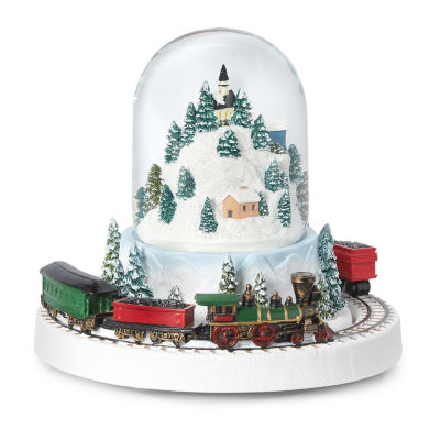 Roman 6.2" Dome Village With Train Plays Music Christmas Tabletop Decor