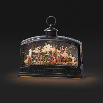 Roman 9.5" Led Swirl Nativity Lantern Lighted Christmas Tabletop Decor