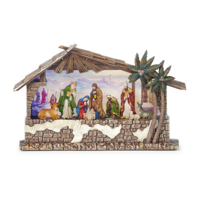 Roman 8.25" Led Nativity Stable Lighted Christmas Tabletop Decor