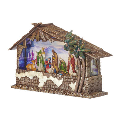 Roman 8.25" Led Nativity Stable Lighted Christmas Tabletop Decor