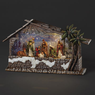 Roman 8.25" Led Nativity Stable Lighted Christmas Tabletop Decor