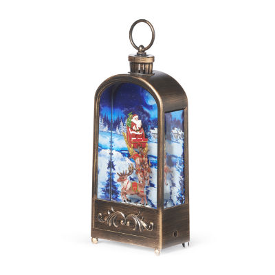 Roman 11.7" Led Santa Sleigh Lantern Lighted Christmas Tabletop Decor