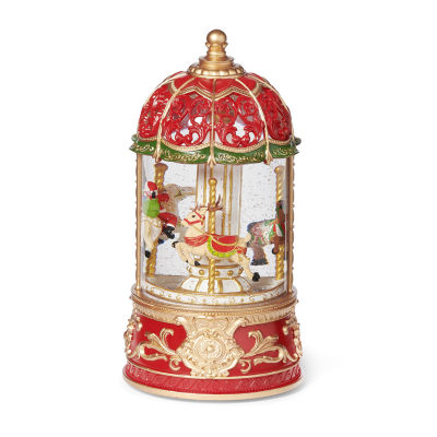 Roman "9"" Led Carousel Santa & Reindeer" Lighted Christmas Tabletop Decor