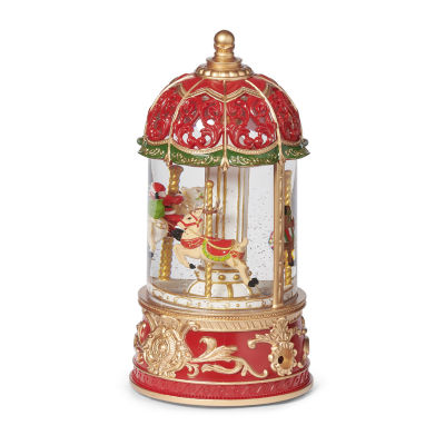 Roman "9"" Led Carousel Santa & Reindeer" Lighted Christmas Tabletop Decor