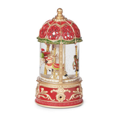 Roman "9"" Led Carousel Santa & Reindeer" Lighted Christmas Tabletop Decor