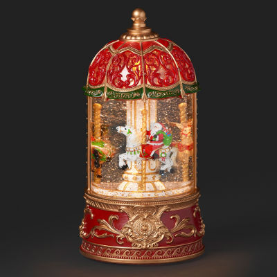 Roman 9" Led Carousel Santa & Reindeer Lighted Christmas Tabletop Decor