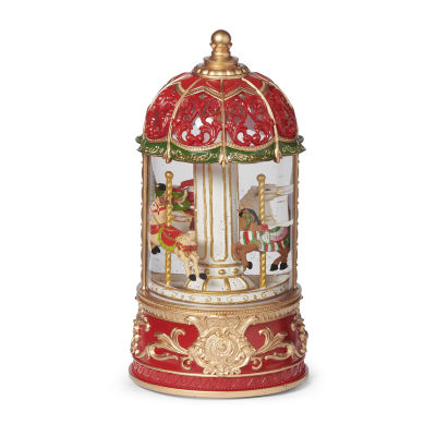 Roman "9"" Led Carousel Santa & Reindeer" Lighted Christmas Tabletop Decor