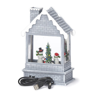 Roman 8" Led Projector House With Snowmen Lighted Christmas Tabletop Decor