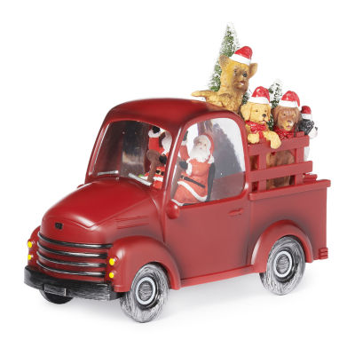 Roman 7.75" Lighted Truck With Dogs Lighted Christmas Tabletop Decor