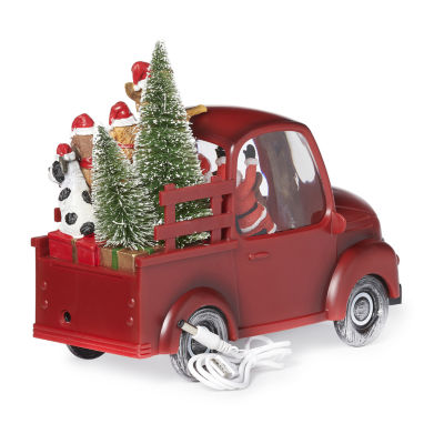 Roman 7.75" Lighted Truck With Dogs Lighted Christmas Tabletop Decor