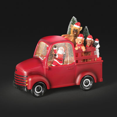 Roman 7.75" Lighted Truck With Dogs Lighted Christmas Tabletop Decor