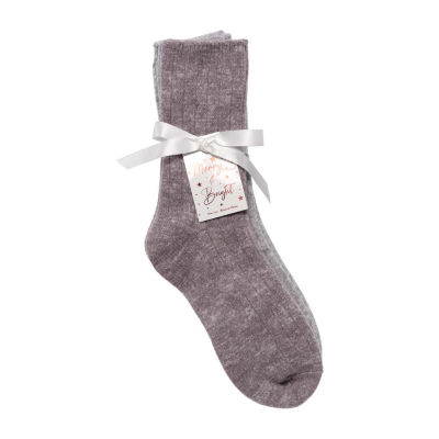 Luxury Cozy Rib 2 Pair Crew Socks Womens