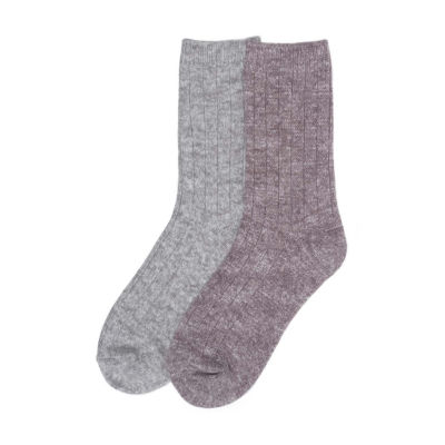 Luxury Cozy Rib 2 Pair Crew Socks Womens