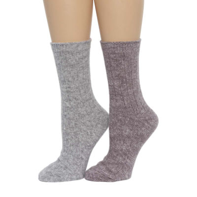 Luxury Cozy Rib 2 Pair Crew Socks Womens