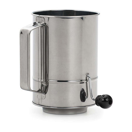 Design Imports Stainless Steel 5-Cup Crank Style Flour Sifter, One Size, Silver