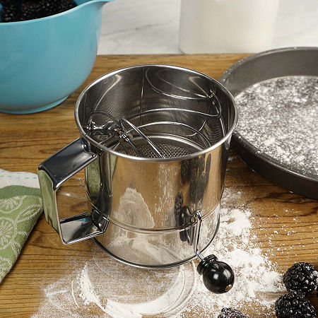 Design Imports Stainless Steel 5-Cup Crank Style Flour Sifter, One Size, Silver