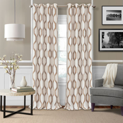 Renzo Geometric Ikat Blackout GrommetTop Curtain PanelJCPenney