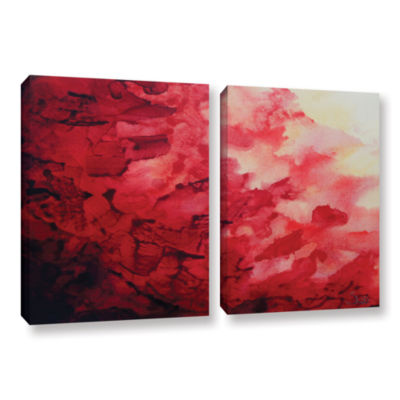 Brushstone Red Watery Abstract 2-pc. Gallery Wrapped Canvas Wall Art
