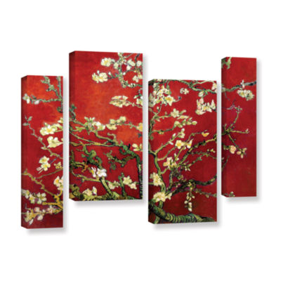 Brushstone Red Blossoming Almond Tree 4-pc. Gallery Wrapped Staggered Canvas Wall Art