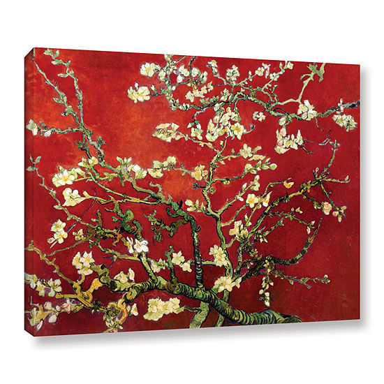 Brushstone Red Blossoming Almond Tree Gallery Wrapped Canvas Wall Art