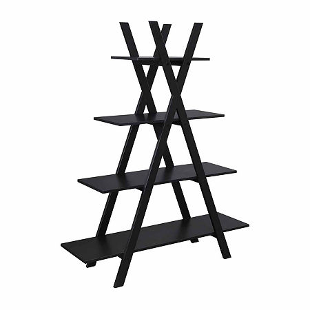 Oxford 4-Shelf Bookcase, One Size, Black