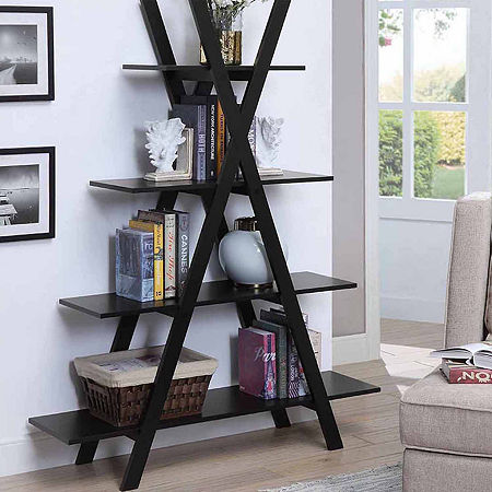 Oxford 4-Shelf Bookcase, One Size, Black