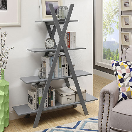 Oxford 4-Shelf Bookcase, One Size, Gray