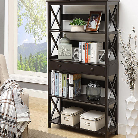 Oxford 5-Shelf Bookcase, One Size, Black