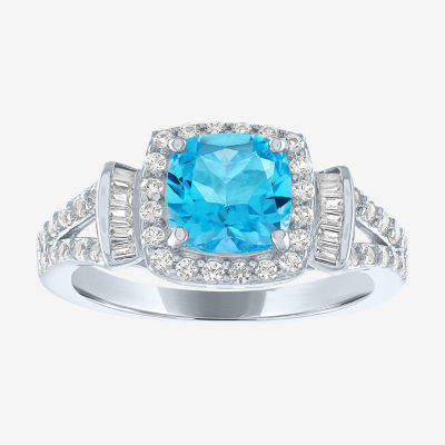 Womens Genuine Topaz Sterling Silver Cocktail Ring