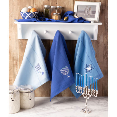 Design Imports Blue Hanukkah 3-pc. Dish Cloths