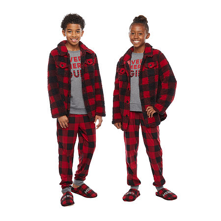North Pole Trading Co. Buffalo Unisex Long Sleeve Pajama Top, Small , Red
