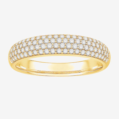 Micro Pave Womens 4MM 1/2 CT. T.W. Natural White Diamond 10K Gold Anniversary Wedding Band