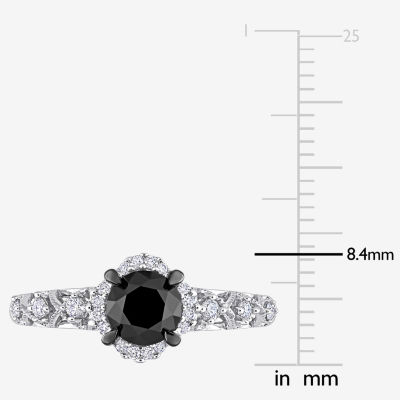 Womens CT. T.W. Mined White Diamond 14K Gold Round Side Stone Halo Engagement Ring