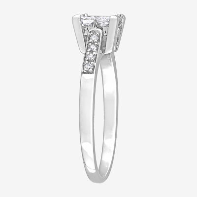 Womens 5/8 CT. T.W. Natural White Diamond 10K Gold Side Stone Engagement Ring