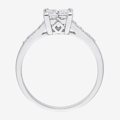 Womens 5/8 CT. T.W. Mined White Diamond 10K Gold Side Stone Engagement Ring