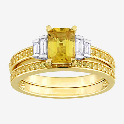 Womens / CT. T.W. Genuine Yellow Sapphire 14K Gold Side Stone Bridal Set